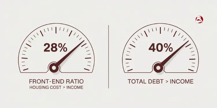 Gauges showing housing and total debt-to-income ratios