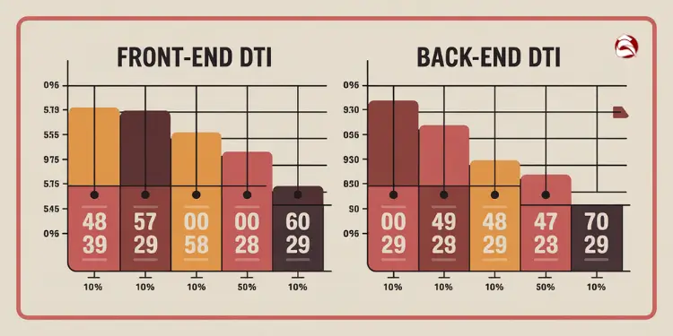 Diagram showing front-end and back-end DTI ratios
