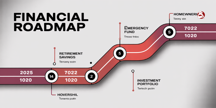 Map showing financial goals with timelines
