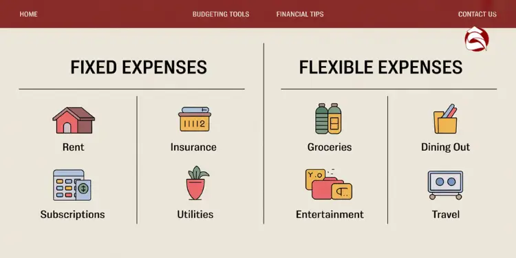 Illustrated chart dividing fixed and flexible expense categories