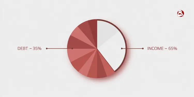 Pie chart showing 65% income and 35% debt