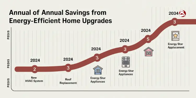 Timeline showing HVAC, roof, appliances savings goals