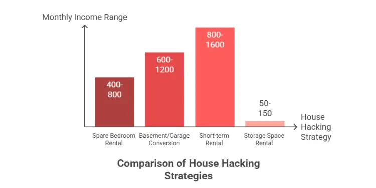 Comparison of house hacking strategies by income range
