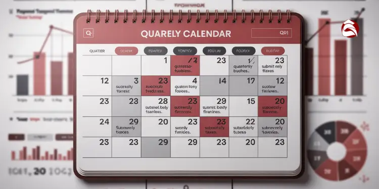 Calendar view highlighting tax prep dates and quarter goals