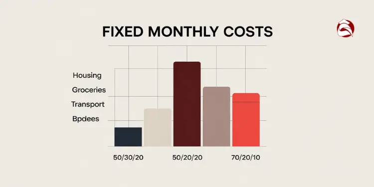 Bar chart comparing housing and grocery costs across budgeting methods