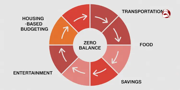 Circular flow chart showing expense categories with zero balance at center