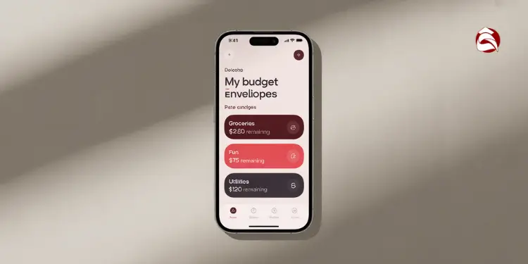 Mobile app screen showing digital budget envelopes