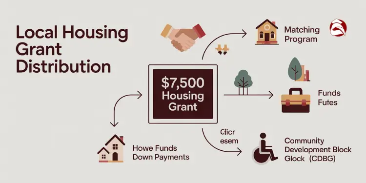 Flowchart of how a $7,500 housing grant is distributed
