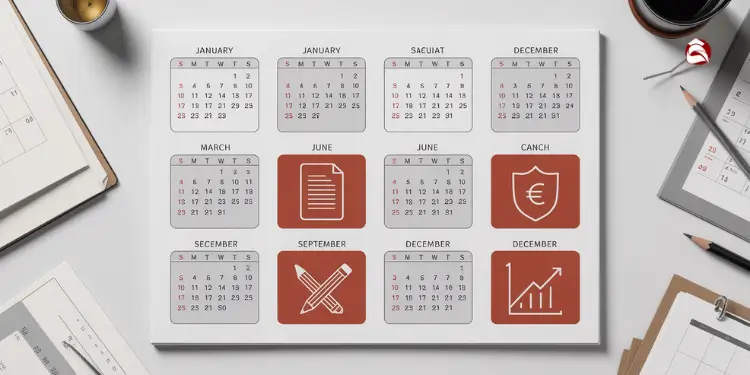 Calendar overview with icons for budgeting events and annual expenses