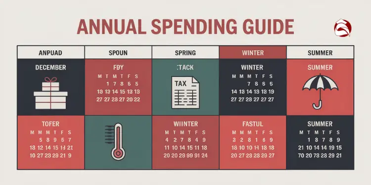 Annual spending calendar showing themed seasons and events