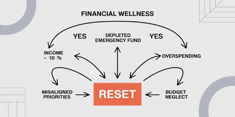 A diagram showing multiple budget reset triggers pointing toward a central RESET box