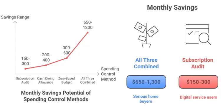 Monthly savings potential of spending control methods