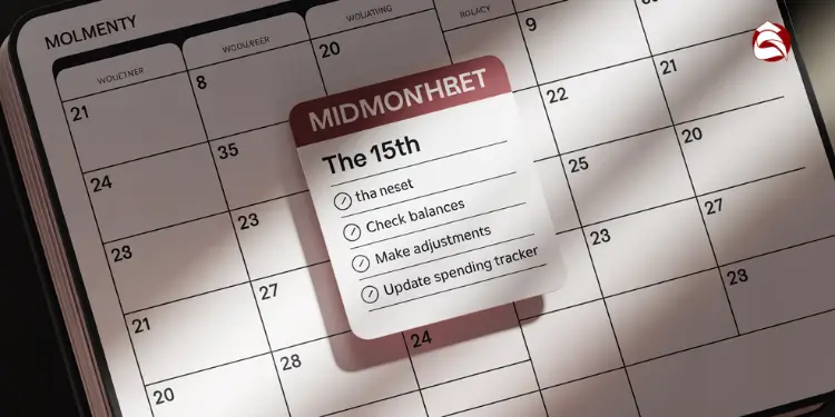Calendar showing checklist for mid-month budget review