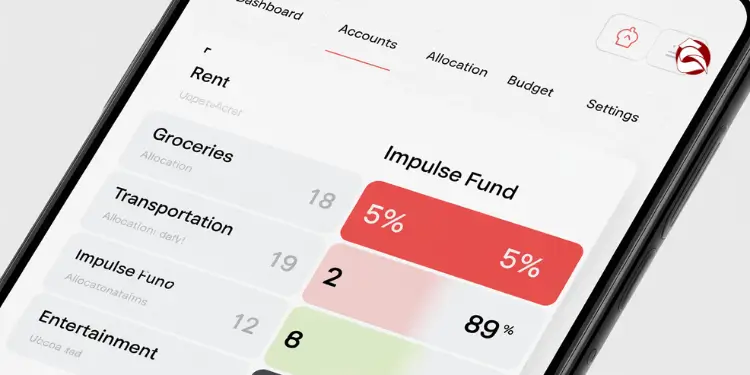 Mobile app screen showing impulse fund allocation percentages