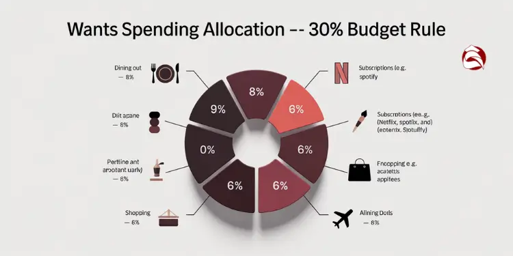 Donut chart breaking down spending wants under the 30% rule