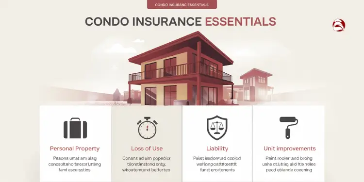 Icons showing personal property, loss of use, liability, and unit upgrades
