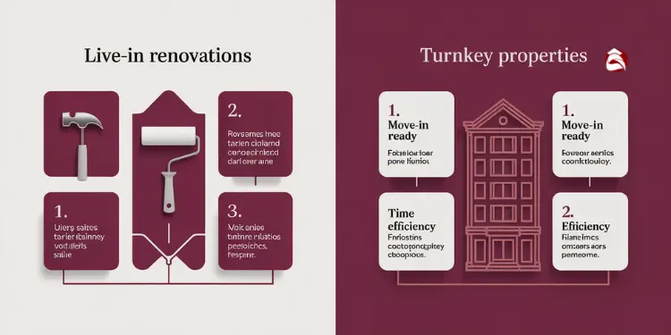 Side-by-side comparison of renovation and turnkey property paths