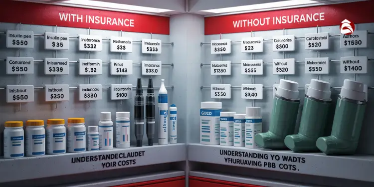 Comparison of medication costs with and without insurance