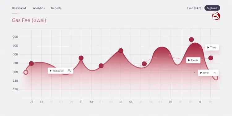Dashboard line chart of Ethereum gas fee (Gwei) over 24 hours