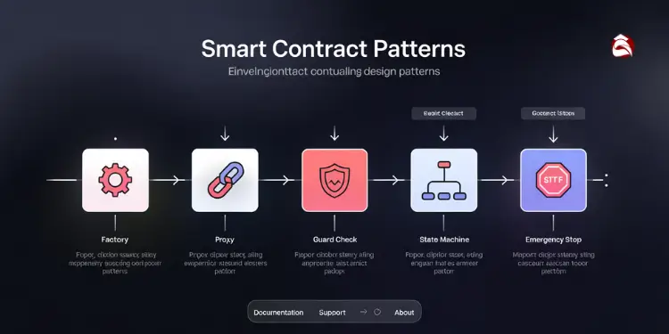 Smart contract design pattern flow with icons