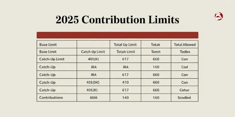 Chart showing 2025 retirement contribution and catch-up limits by account