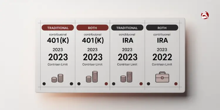 IRA and 401(k) contribution panels for 2023 and 2022
