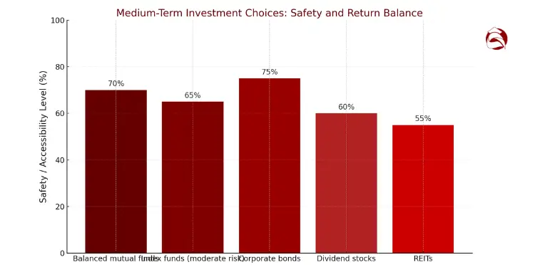 Investment risk versus return graph with icons for different asset classes