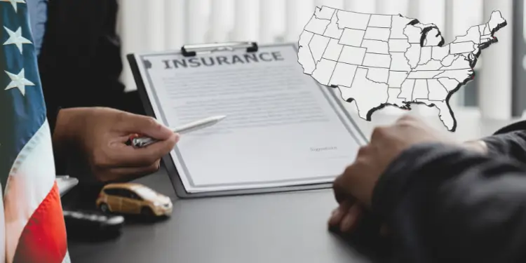 Map overlay showing states where insurance meets legal minimums