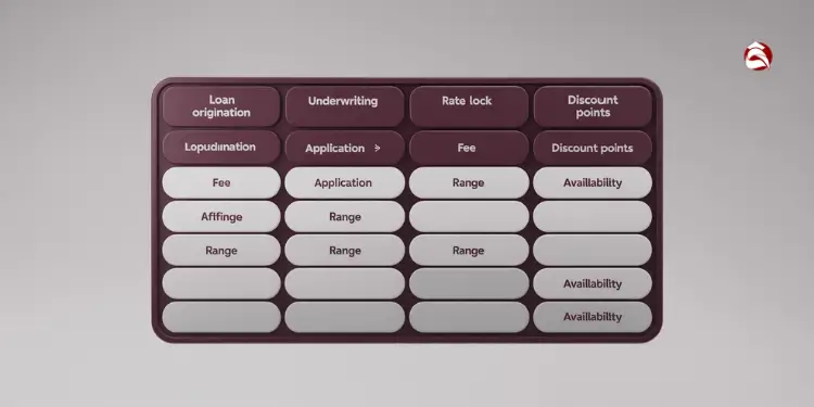 Matrix of loan fees like origination, underwriting, and discount points