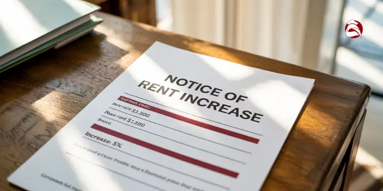 Rent increase notice document on wooden table