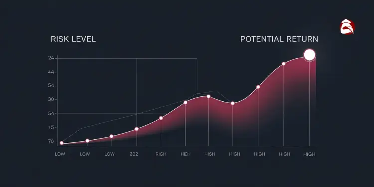 Line chart showing rising potential return with increasing risk levels