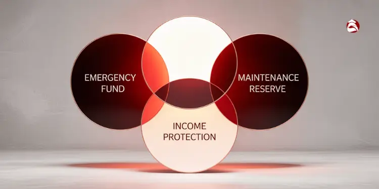 Venn diagram linking emergency fund, income protection, and maintenance reserve