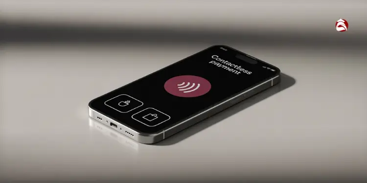 Smartphone with contactless payment screen active