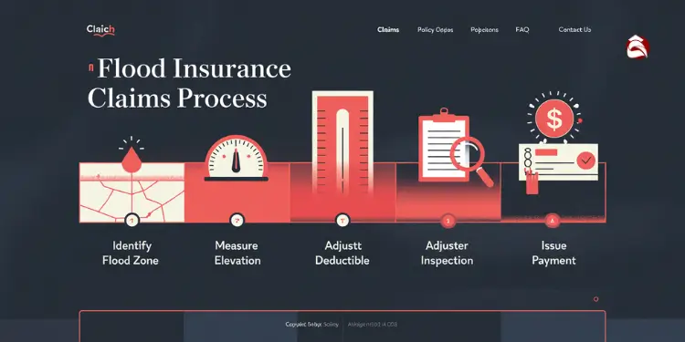 Flood insurance claim steps with deductible gauge