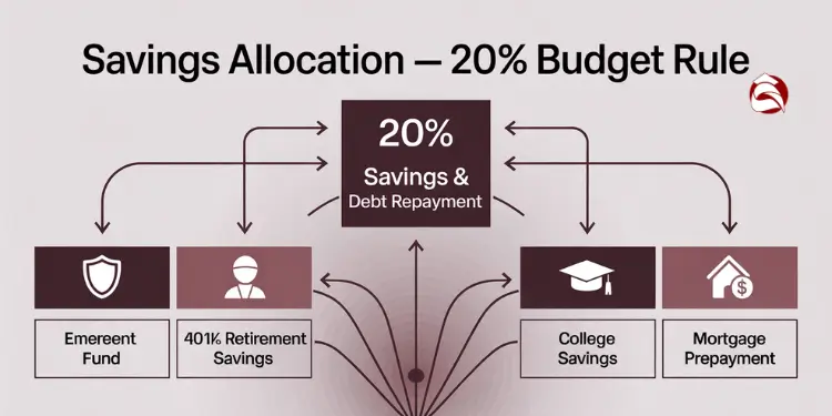 Diagram of savings categories under the 20% budget rule