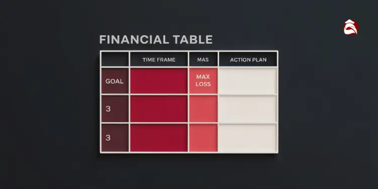Bar chart with upward trend line and percentage marks showing goal progress