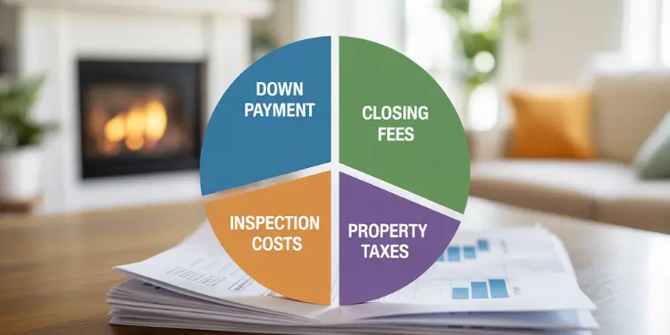 List of purchase expenses: down payment, closing fees, inspection, taxes