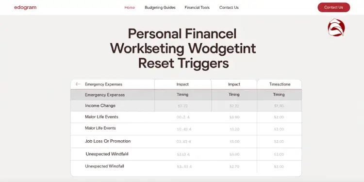 Budget reset triggers chart showing events like income change or job loss