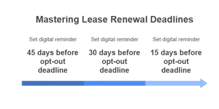 Lease renewal deadlines timeline with reminder intervals