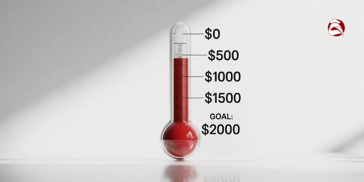 Fundraising thermometer chart showing $2000 goal partially filled