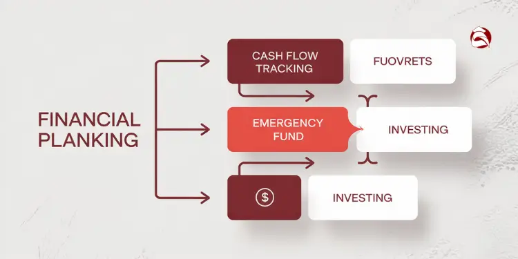 Flowchart linking cash flow tracking, emergency fund, and investing paths