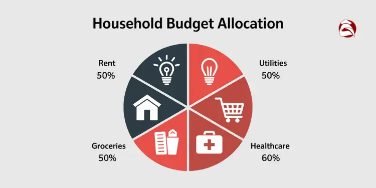 Pie chart showing household budget allocation percentages