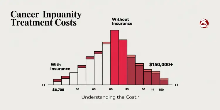 Bar graph comparing cancer treatment costs with and without insurance