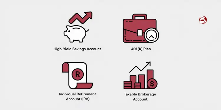 Icons of savings, retirement, and brokerage accounts