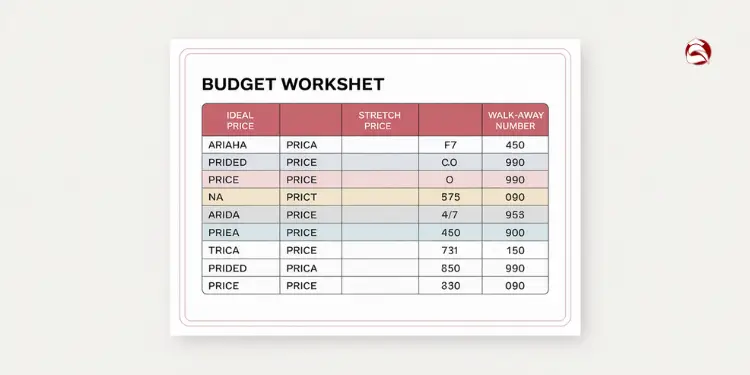 Budget worksheet with ideal, stretch, and walk-away prices