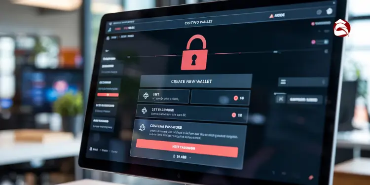 Screen showing crypto wallet setup form with password fields