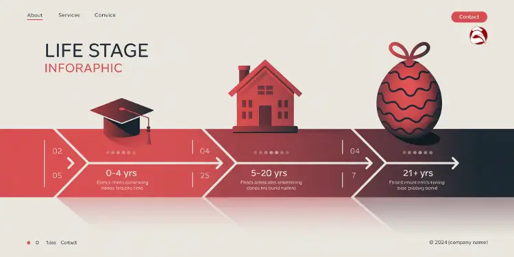 Line graph showing equity allocation decreasing with age