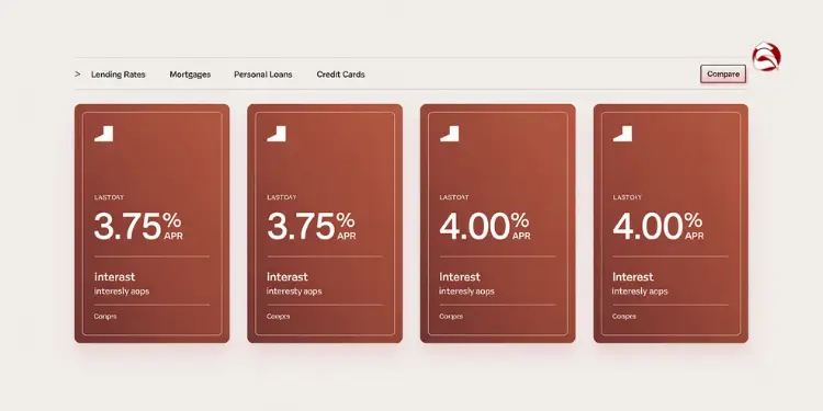 Comparison cards showing mortgage APRs from 3.75% to 4.00%