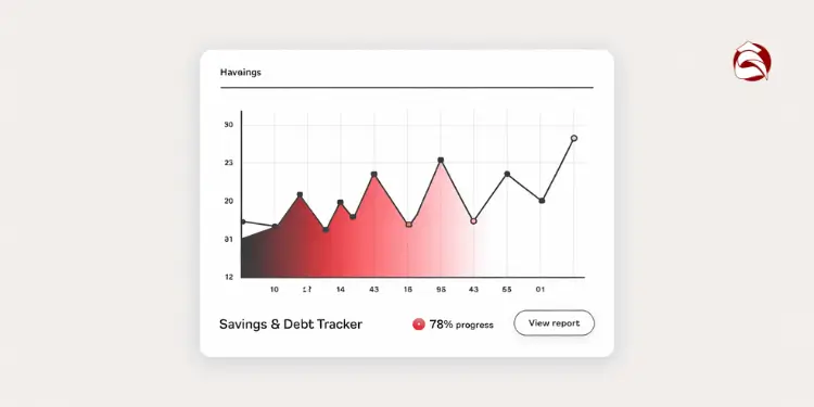 Line chart tracking progress in savings and debt with 78% completion shown