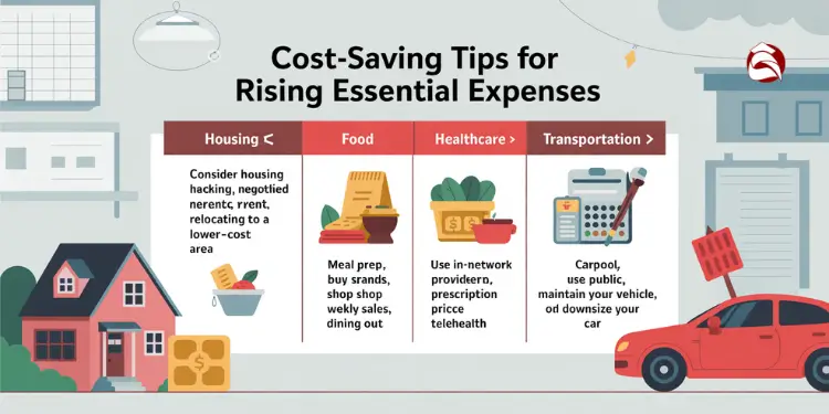 Infographic with cost-saving tips for essential expenses